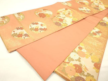 平和屋着物▼西陣の名門　本家加納　六通柄袋帯　花丸文　金糸　正絹　逸品　DABG5280fe