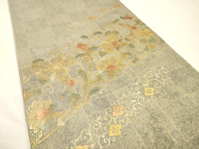 平和屋着物▼中国三大刺繍　スワトウ刺繍　汕頭刺繍　太鼓柄袋帯　更紗花唐草文　金彩　正絹　逸品　DABG5304fe