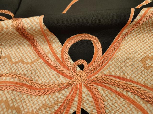 平和屋着物■豪華黒留袖　刺繍　束ね熨斗道長花文　暈し染め　金彩　正絹　逸品　DABG7665ya
