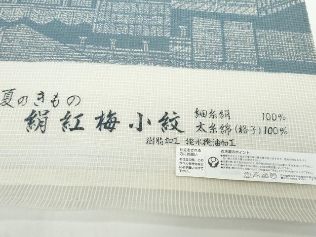 平和屋着物●極上　夏物　小紋・浴衣兼用　反物　着尺　絹紅梅　抽象文　逸品　未使用　DZAA12183kh6