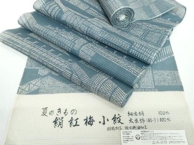 平和屋着物●極上　夏物　小紋・浴衣兼用　反物　着尺　絹紅梅　抽象文　逸品　未使用　DZAA12183kh6