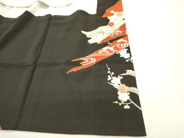 平和屋着物■豪華黒留袖　駒刺繍　鳳凰花文　金彩　正絹　逸品　DABG6841cd
