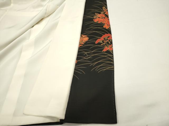 平和屋着物■豪華黒留袖　駒刺繍　草花文　金彩　正絹　逸品　DABG6835cd