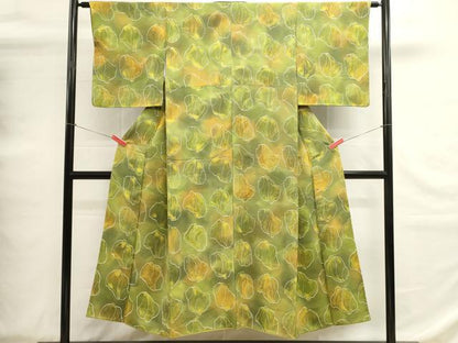 平和屋着物■上質な小紋　手描き　舞葉文　暈し染め　正絹　逸品　DABG6840cd
