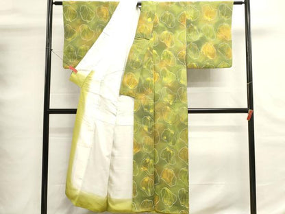 平和屋着物■上質な小紋　手描き　舞葉文　暈し染め　正絹　逸品　DABG6840cd