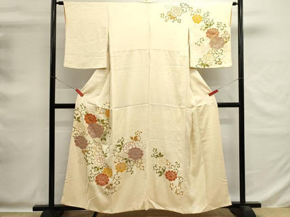 平和屋着物■訪問着　駒刺繍　牡丹唐草文　金彩　正絹　逸品　DABG6846cd