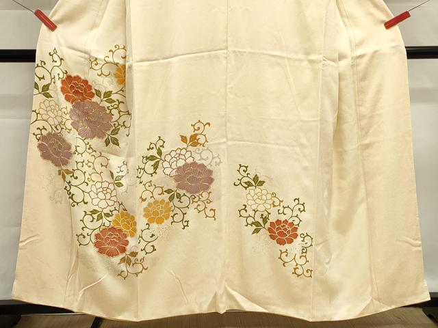 平和屋着物■訪問着　駒刺繍　牡丹唐草文　金彩　正絹　逸品　DABG6846cd
