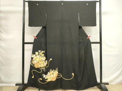 平和屋着物■豪華黒留袖　総刺繍　駒刺繍　花籠文　金銀糸　正絹　逸品　DABG6873cd