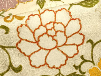 平和屋着物■訪問着　駒刺繍　牡丹唐草文　金彩　正絹　逸品　DABG6846cd