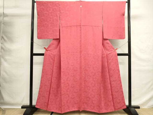 平和屋着物■上質な色無地　舞花地紋　薔薇色　正絹　逸品　DABG6867cd