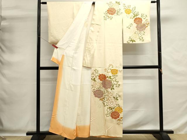 平和屋着物■訪問着　駒刺繍　牡丹唐草文　金彩　正絹　逸品　DABG6846cd