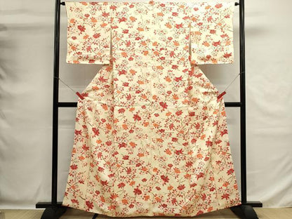 平和屋着物■上質な小紋　枝花文　正絹　逸品　DABG6865cd