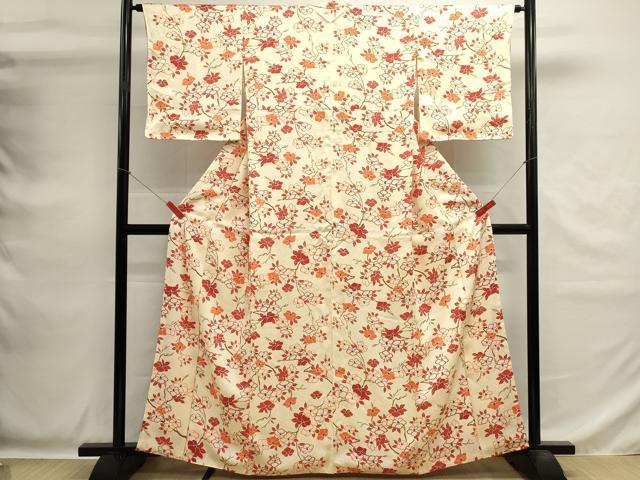 平和屋着物■上質な小紋　枝花文　正絹　逸品　DABG6865cd
