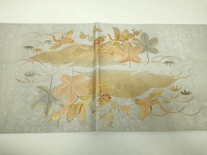平和屋着物▼袋帯　螺鈿　飛鶴松竹梅　金銀彩　引箔　正絹　逸品　DABF7992ps