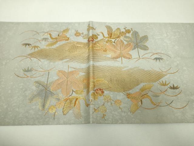 平和屋着物▼袋帯　螺鈿　飛鶴松竹梅　金銀彩　引箔　正絹　逸品　DABF7992ps