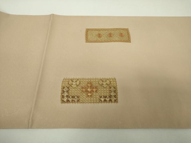 平和屋着物▼太鼓柄袋帯　ドロンワーク　花菱文　金彩　銀通し地　正絹　逸品　DABF7999ps