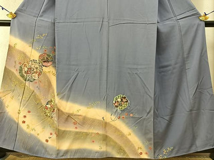 平和屋着物■訪問着　鏡裏花文　暈し染め　金彩　正絹　逸品　BAAX6322hj