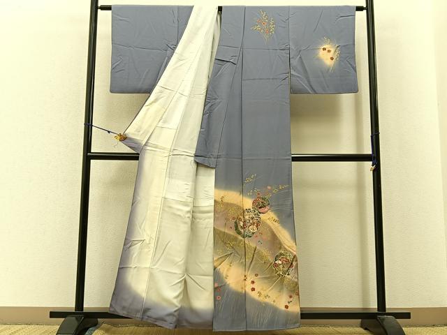 平和屋着物■訪問着　鏡裏花文　暈し染め　金彩　正絹　逸品　BAAX6322hj