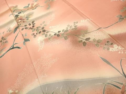 平和屋着物■訪問着　友禅　枝花文　暈し染め　金彩　正絹　逸品　AABJ2015sx