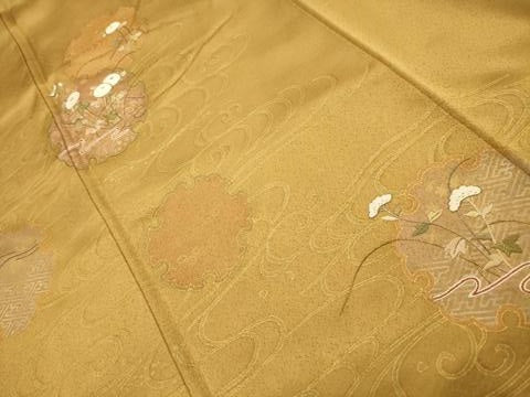平和屋着物■訪問着　刺繍　流水雪輪花文　金彩　金銀糸　正絹　逸品　AABJ2043sx