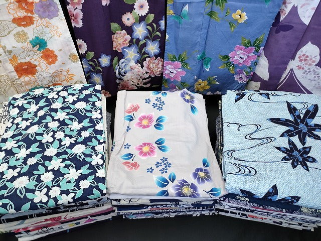 平和屋本店■浴衣 まとめて 45点 蝶 花柄 竜田川文様 ラメ など 着用可能多数 未使用品あり ppp3808