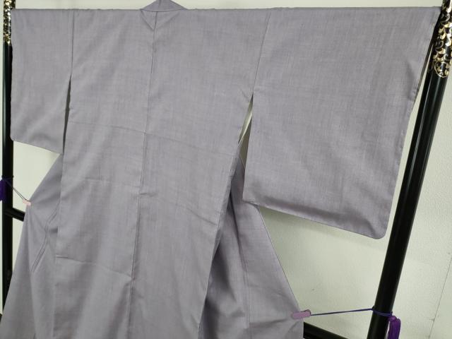 平和屋本店●極上　本場結城紬　重要無形文化財　色無地　藤紫色　証紙付き　逸品　DZAB4079kh6