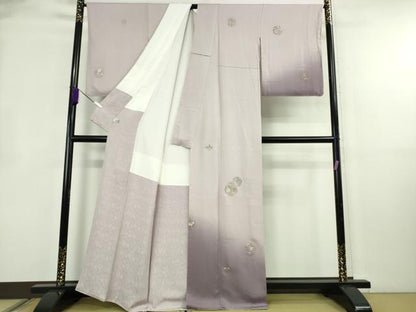 平和屋本店●極上　山口美術織物 皇室 伊勢神宮御用 西陣織 訪問着 総刺繍　吉祥花丸文　牡丹鼠色地　暈し染め　金銀糸　逸品　DZAB6340kh6