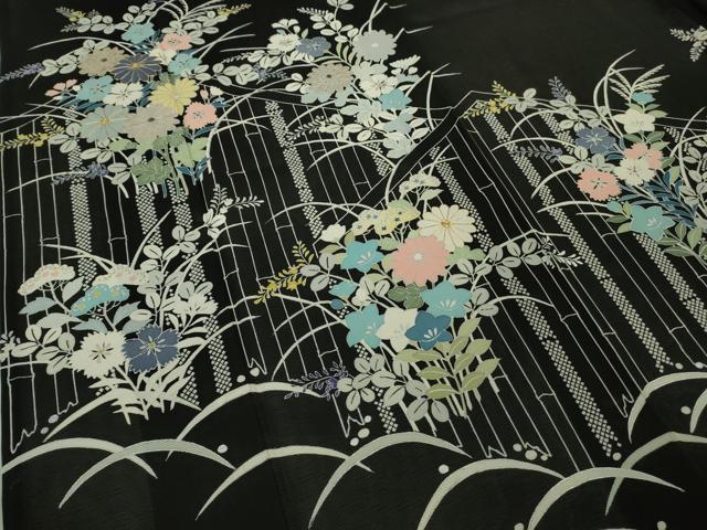 平和屋本店＊希少　夏物　創業460年・千總　黒留袖　絽　竹垣花文　金糸　?島屋扱い　逸品　DZAB3459kh6