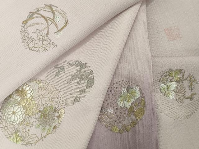 平和屋本店●極上　山口美術織物 皇室 伊勢神宮御用 西陣織 訪問着 総刺繍　吉祥花丸文　牡丹鼠色地　暈し染め　金銀糸　逸品　DZAB6340kh6