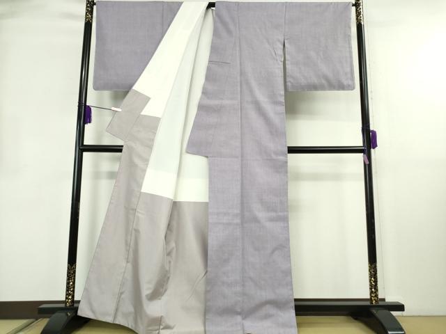 平和屋本店●極上　本場結城紬　重要無形文化財　色無地　藤紫色　証紙付き　逸品　DZAB4079kh6