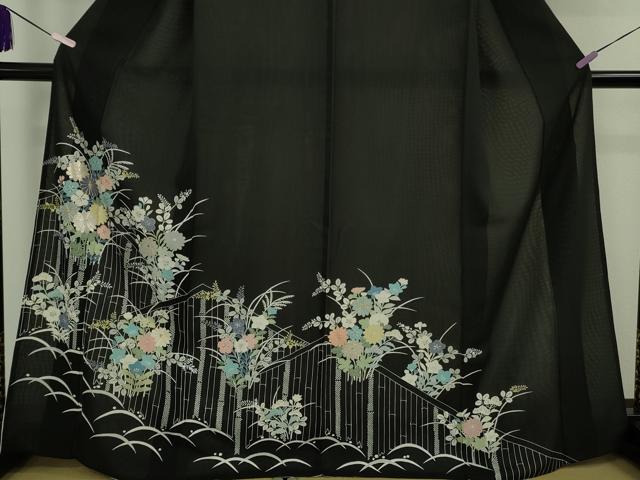 平和屋本店＊希少　夏物　創業460年・千總　黒留袖　絽　竹垣花文　金糸　?島屋扱い　逸品　DZAB3459kh6