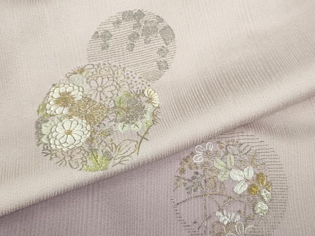 平和屋本店●極上　山口美術織物 皇室 伊勢神宮御用 西陣織 訪問着 総刺繍　吉祥花丸文　牡丹鼠色地　暈し染め　金銀糸　逸品　DZAB6340kh6