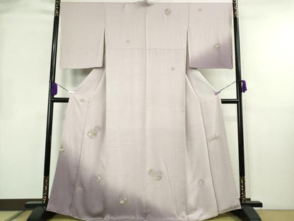 平和屋本店●極上　山口美術織物 皇室 伊勢神宮御用 西陣織 訪問着 総刺繍　吉祥花丸文　牡丹鼠色地　暈し染め　金銀糸　逸品　DZAB6340kh6