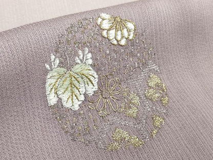 平和屋本店●極上　山口美術織物 皇室 伊勢神宮御用 西陣織 訪問着 総刺繍　吉祥花丸文　牡丹鼠色地　暈し染め　金銀糸　逸品　DZAB6340kh6
