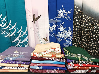 平和屋着物■着物 訪問着 単衣 まとめて 20点 鶴 蝶 花柄 駒刺繍 金彩 洗える着物 和服 ハンドメイド リメイク 生地 未使用品あり mmm1172
