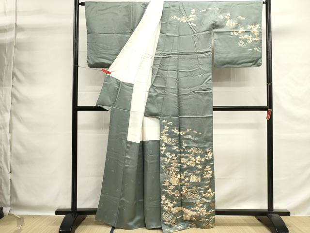 平和屋着物■訪問着　駒刺繍　流水花文　金彩　正絹　逸品　DABG6918cd