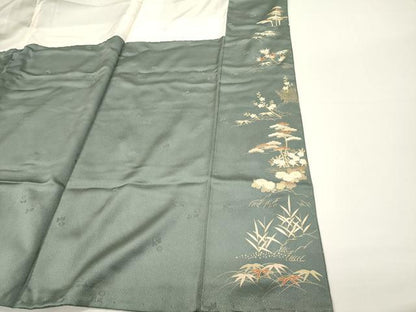 平和屋着物■訪問着　駒刺繍　流水花文　金彩　正絹　逸品　DABG6918cd