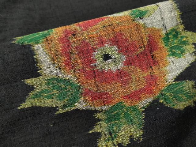 平和屋着物■上質な紬　亀甲花文　黒地　正絹　逸品　DABG6909cd