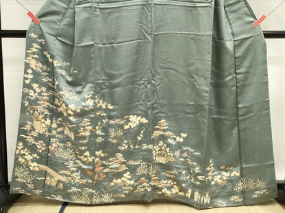 平和屋着物■訪問着　駒刺繍　流水花文　金彩　正絹　逸品　DABG6918cd