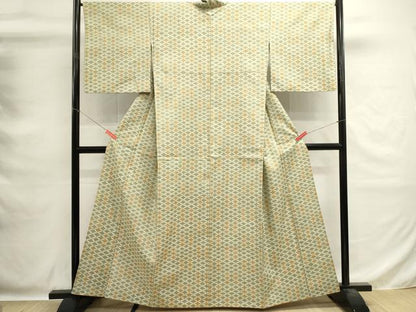 平和屋着物■上質な紬　菱文　正絹　逸品　DABG6895cd