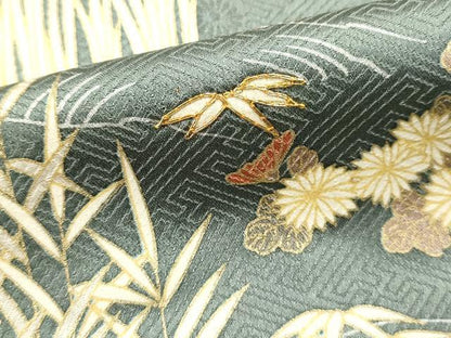平和屋着物■訪問着　駒刺繍　流水花文　金彩　正絹　逸品　DABG6918cd