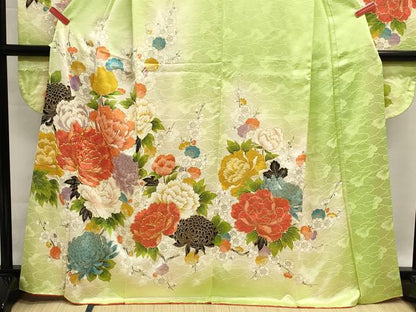 平和屋着物■豪華振袖　駒刺繍　亀甲花文　牡丹　暈し染め　金彩　正絹　逸品　DABG6908cd