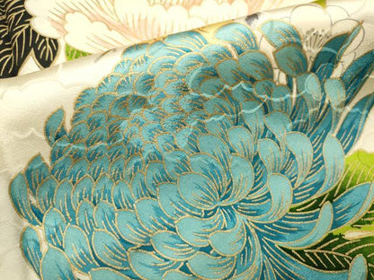 平和屋着物■豪華振袖　駒刺繍　亀甲花文　牡丹　暈し染め　金彩　正絹　逸品　DABG6908cd