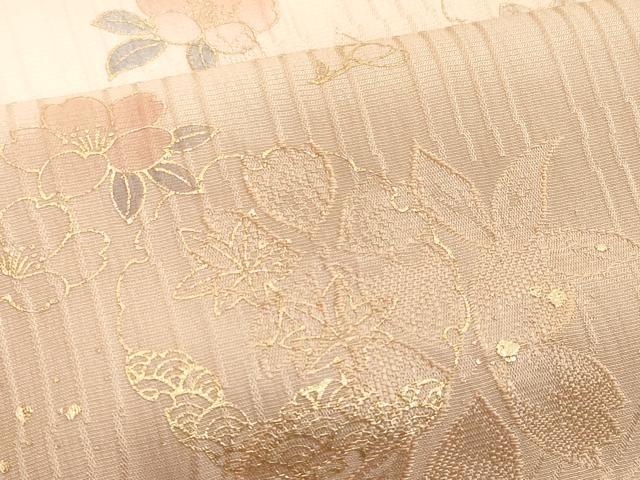 平和屋着物●和装小物　帯締め・帯揚げセット　雪輪花文　金彩　笹浪組　逸品　未使用　DABD8881zzz