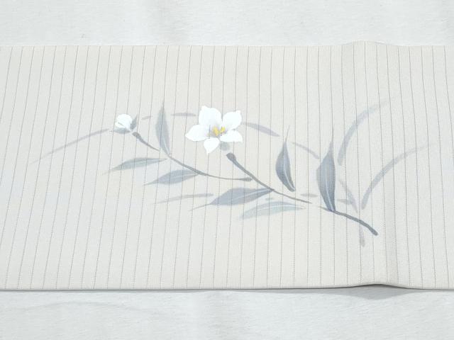 平和屋着物＊夏物　塩瀬　九寸名古屋帯　手描き　枝花文　正絹　逸品　CABH8199fb