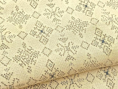 平和屋着物▽本塩沢　単衣　幾何学文様　正絹　逸品　BAAX3579yc