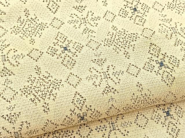 平和屋着物▽本塩沢　単衣　幾何学文様　正絹　逸品　BAAX3579yc