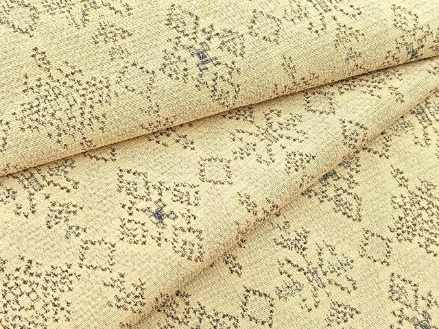平和屋着物▽本塩沢　単衣　幾何学文様　正絹　逸品　BAAX3579yc