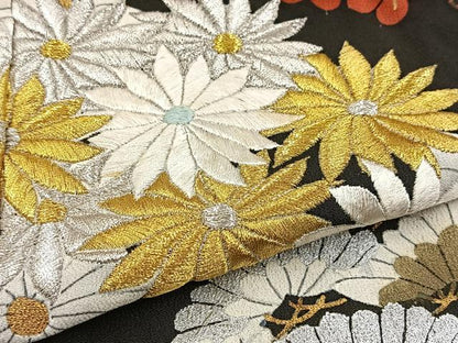 平和屋着物■豪華黒留袖　刺繍　松竹梅　金銀糸　正絹　逸品　BAAX3583yc