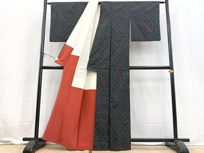 平和屋着物■本場大島紬　菊花文　池田絹織物謹製　証紙付き　正絹　逸品　BAAX3603yc